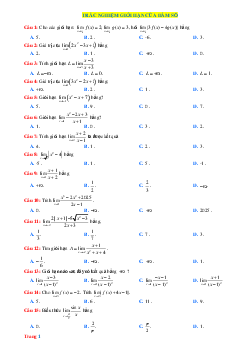 Câu hỏi trắc nghiệm Toán 11 Bài 16: Giới hạn của hàm số mức thông hiểu