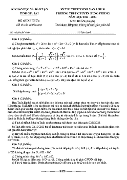 Đề thi vào 10 môn Toán (chuyên) năm 2023 – 2024 trường chuyên Hùng Vương – Gia Lai