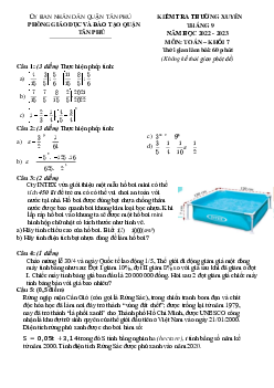 Đề kiểm tra thường xuyên Toán 7 tháng 9 năm 2022 phòng GD&ĐT Tân Phú – TP HCM