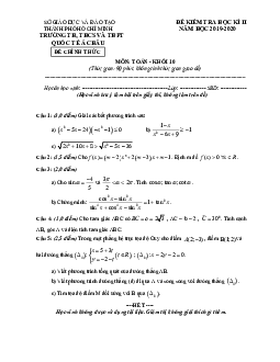 Đề thi học kì 2 Toán 10 năm 2019 – 2020 trường Quốc tế Á Châu – TP HCM
