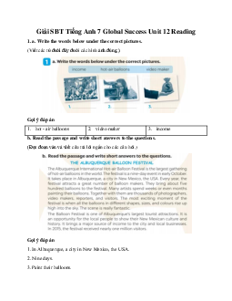 Giải SBT Tiếng Anh 7 Global Success Unit 12 Reading