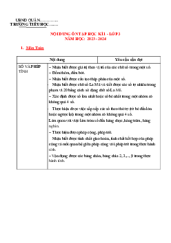 Đề cương ôn tập học kì 1 môn Toán 3 sách Chân trời sáng tạo