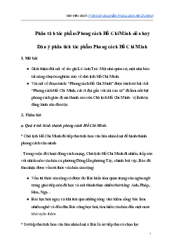 Phân tích tác phẩm Phong cách Hồ Chí Minh | Văn mẫu lớp 9