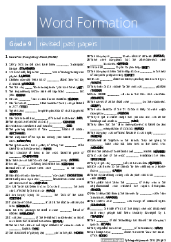 Word formation grade 9 revised past papers