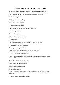 Đề kiểm tra giữa kì 1 Hoạt động trải nghiệm 7 | Cánh diều