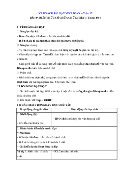 Giáo án môn Toán lớp 4 Cánh diều tuần 17