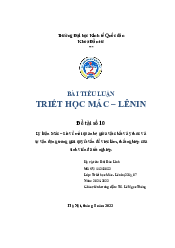 Lý luận Mác – xít về mối quan hệ giữa vật chất và ý thức vàsự vận dụng trong giải quyết vấn đề việc làm, thất nghiệp củasinh viên đã tốt nghiệp - Triết học Mác Lenin | Đại học Kinh Tế Quốc Dân