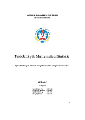 Bài tập lớn nhóm 13 môn xác suất thống kê| Đại học Kinh tế Quốc Dân