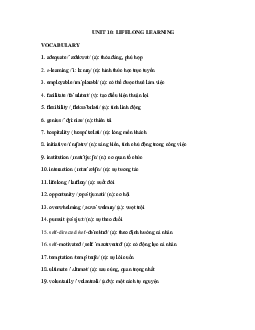 Từ vựng Unit 10 lớp 12 Lifelong Learning
