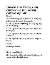 Trắc nghiệm chương 5: Phân đoạn thị trường và lựa chọn thị trường mục tiêu | Đại học Kinh tế kỹ thuật công nghiệp