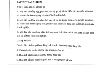 Bài tập ôn tập Chương 2 học phần Nguyên lý kế toán