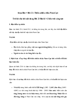 Giải Địa lí 7 Bài 23: Thiên nhiên châu Nam Cực | Chân trời sáng tạo