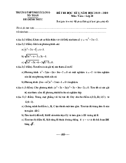 Đề thi cuối học kì 1 Toán 10 năm 2019 – 2020 trường THPT Phước Long – TP HCM