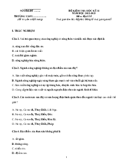 Đề thi học kì 2 môn Địa lí 10 năm 2022 - 2023 sách Kết nối tri thức với cuộc sống | Đề 2