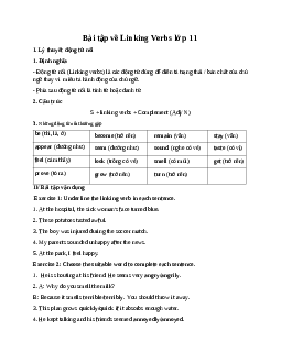 Giải Bài tập về Linking Verbs | Tiếng anh lớp 11 Global Success