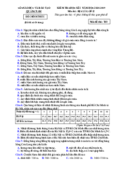 Đề thi học kỳ 1 môn Địa lí 12 Quảng Nam 2018-2019 có đáp án