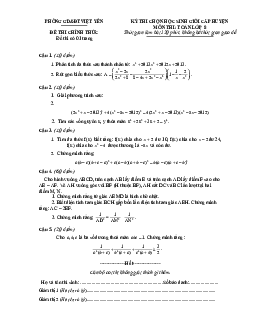 Đề thi HSG cấp huyện Toán 8 năm 2012 – 2013 phòng GD&ĐT Việt Yên – Bắc Giang