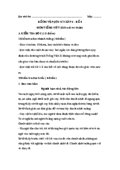 Đề thi học kì 1 lớp 3 môn Tiếng Việt - Đề 4 | sách Kết nối tri thức