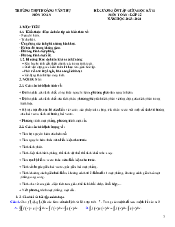 Đề cương giữa kỳ 2 Toán 12 năm 2023 – 2024 trường THPT Hoàng Văn Thụ – Hà Nội