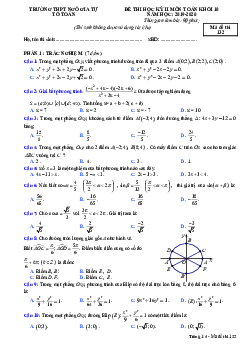 Đề thi học kì 2 Toán 10 năm 2019 – 2020 trường THPT Ngô Gia Tự – Phú Yên