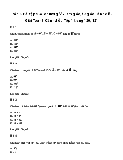 Giải Toán 8 Bài tập cuối chương V | Cánh diều