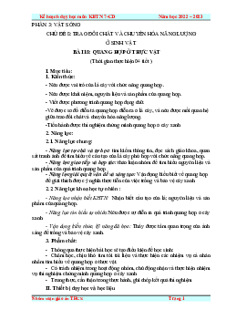 Giáo án Khoa học tự nhiên 7 Sinh học Bài 18: Quang hợp ở thực vật | Cánh diều