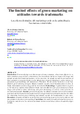 Limited Effects of Green Marketing on Brand Attitudes: Insights môn Marketing căn bản | Trường đại học Mở Hà Nội