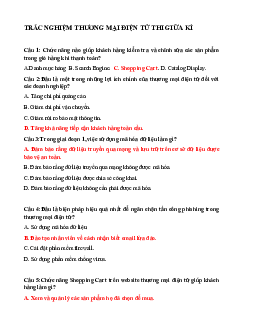 Trắc nghiệm Thương mại điện tử ôn tập giữa kì | Đại học Kỹ thuật - Công nghệ  Cần Thơ