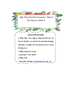 Bài tập cuối tuần Tiếng Việt lớp 4 Chân trời sáng tạo Tuần 25 Nâng cao