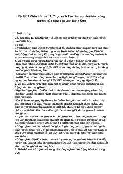 Địa lý 11 Chân trời bài 11: Thực hành Tìm hiểu sự phát triển công nghiệp của cộng hòa Liên Bang Đức