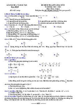 Đề kiểm tra giữa học kỳ 2 Toán 6 năm 2022 – 2023 sở GD&ĐT Bắc Ninh