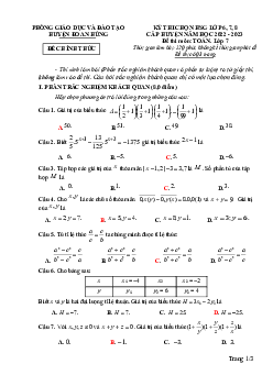 Đề HSG Toán 7 cấp huyện năm 2022 – 2023 phòng GD&ĐT Đoan Hùng – Phú Thọ