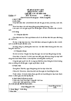 Giáo án Toán 2 sách Chân trời sáng tạo (cả năm) | Tuần 27 | Tiết 2
