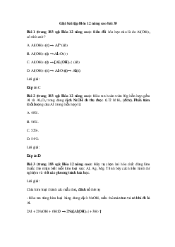 Hóa học 12 - Luyện tập: Tính chất của nhôm và hợp chất của nhôm