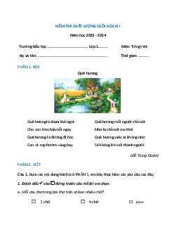 ĐỀ KIỂM TRA CUỐI HỌC KÌ 1 lớp 1 môn Tiếng Việt - NĂM HỌC 2023-2024 | Đề 3 | Vì sự bình đẳng