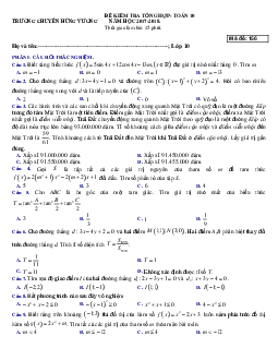 Kiểm tra tổng hợp Toán 10 năm 2017 – 2018 trường chuyên Hùng Vương – Bình Dương