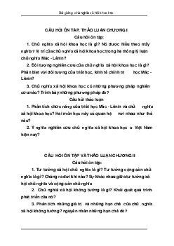 Đề cương ôn tập môn Chủ nghĩa xã hội khoa học | Đại học Văn hóa Hà Nội