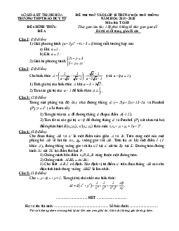 Đề thi thử tuyển sinh lớp 10 THPT năm học 2017 – 2018 môn Toán trường THPT Đào Duy Từ – Thanh Hóa