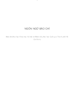 NGÔN NGỮ BÁO CHÍ | Báo chí và truyền thông | Đại học Khoa học Xã hội và Nhân văn, Đại học Quốc gia Thành phố HCM