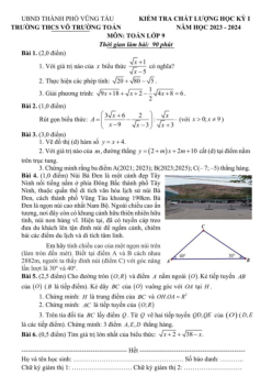 Đề học kỳ 1 Toán 9 năm 2023 – 2024 trường THCS Võ Trường Toản – BR VT