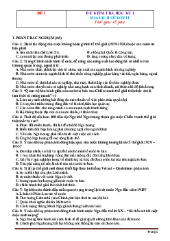 TOP 10 đề thi học kỳ 1 Lịch sử 11 (có đáp án)
