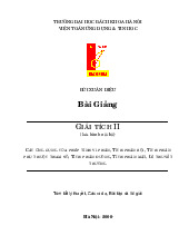 Bài Giảng GIẢI TÍCH 2 CÁC ỨNG DỤNG CỦA PHÉP TÍNH VI PHÂN TÍCH PHÂN BỘI TÍCH PHÂN PHỤ THUỘC THAM SỐ