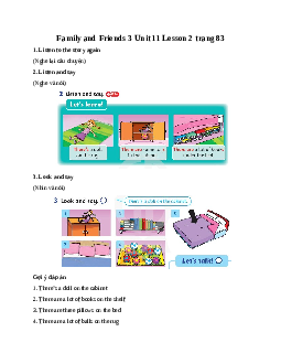 Family and Friends 3 Unit 11 There is a doll on the rug Lesson 2 trang 83