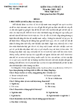 Đề kiểm tra cuối học kỳ 2 văn 7 THCS Thiện Kế 2022-2023  (có đáp án )