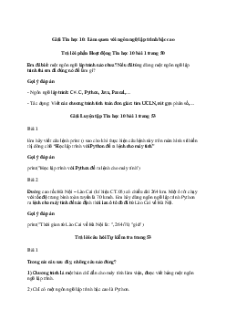 Giải Tin học 10 Bài 1: Làm quen với ngôn ngữ lập trình bậc cao | Cánh diều