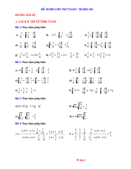 Tài liệu ôn hè môn toán từ lớp 7 lên lớp 8