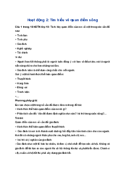 Giải Hoạt động trải nghiệm 10 Cánh diều: Hoạt động 2 chủ đề 2