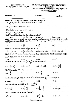 Đề tập huấn thi THPT Quốc gia 2020 môn Toán sở GD&ĐT Bắc Ninh