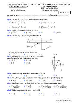 Đề thi thử TN THPT 2022 môn Toán lần 1 trường THPT chuyên ĐH Vinh – Nghệ An
