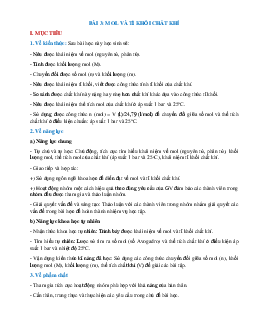 Giáo án KHTN 8 Kết nối tri thức bài 3 Mol và tỉ khối chất khí .